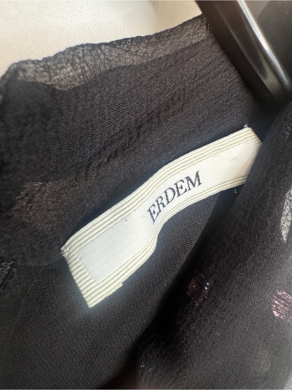ERDEM Black Sheer Blouse with Subtle Shimmer Metallic Multi Color Dots - Picture 7 of 16